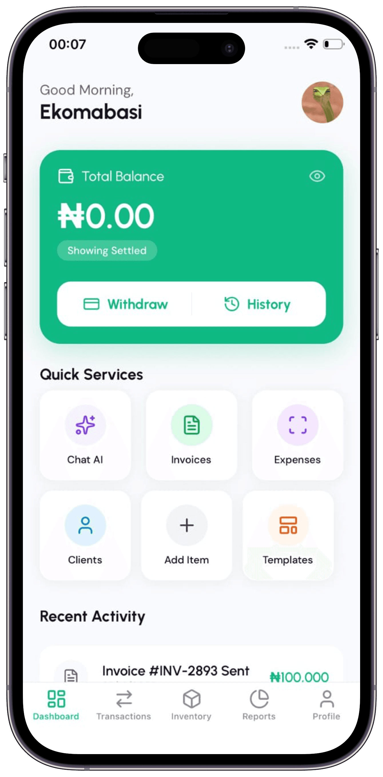 App Interface Mockup